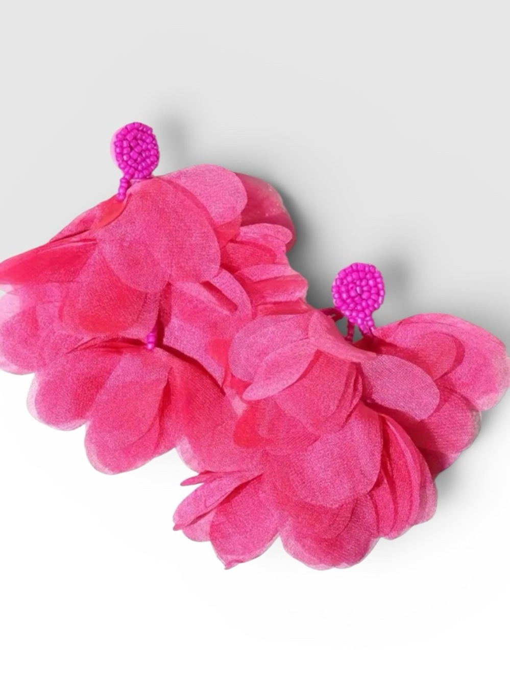 Rose Red Exaggerated Petal Earrings